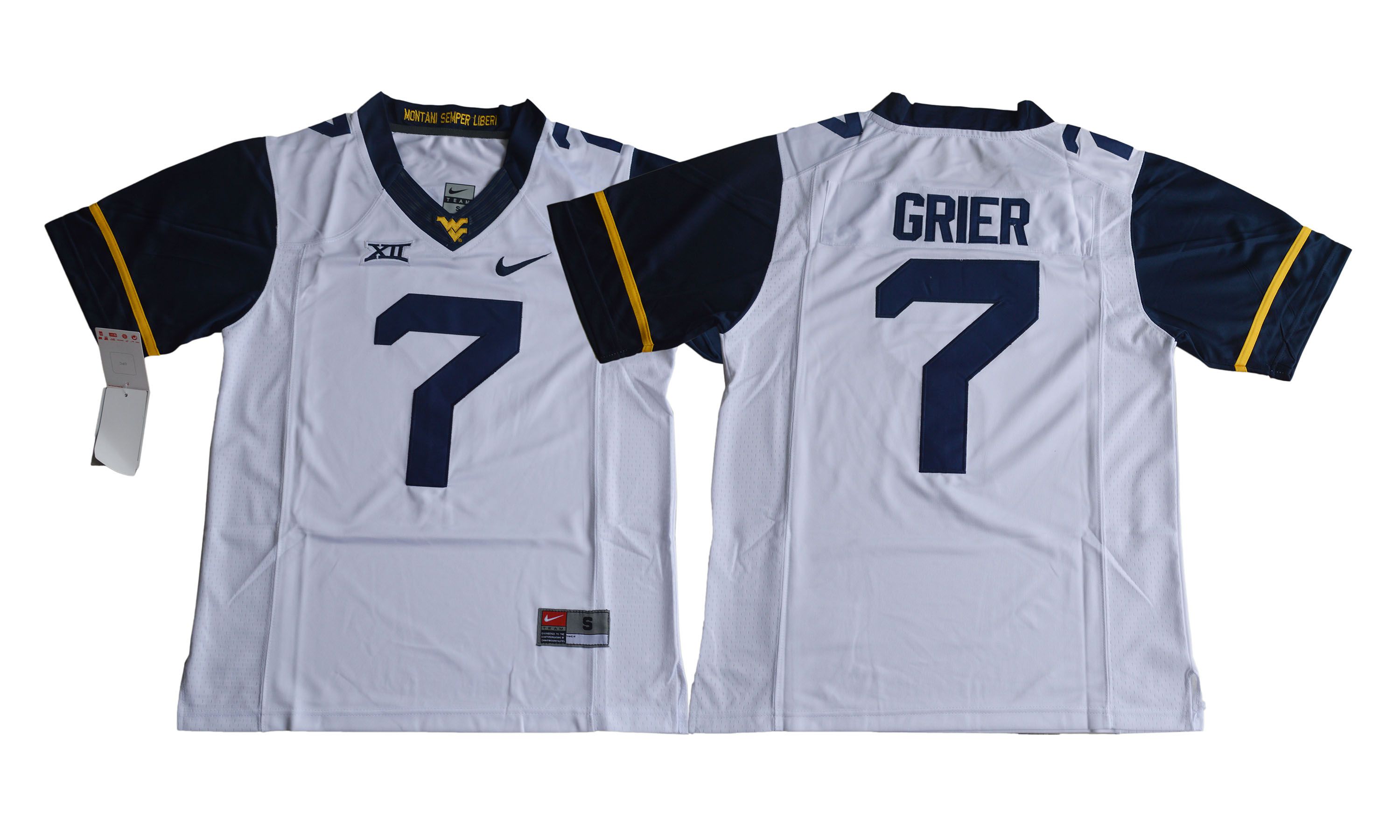 Men NCAA 2017 West Virginia Mountaineers #7 Will Grier white jersey